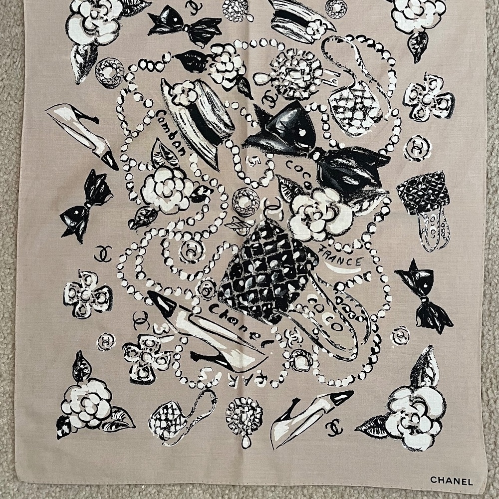 Chanel Vintage Cotton Scarf Cambon from 1993 Collection